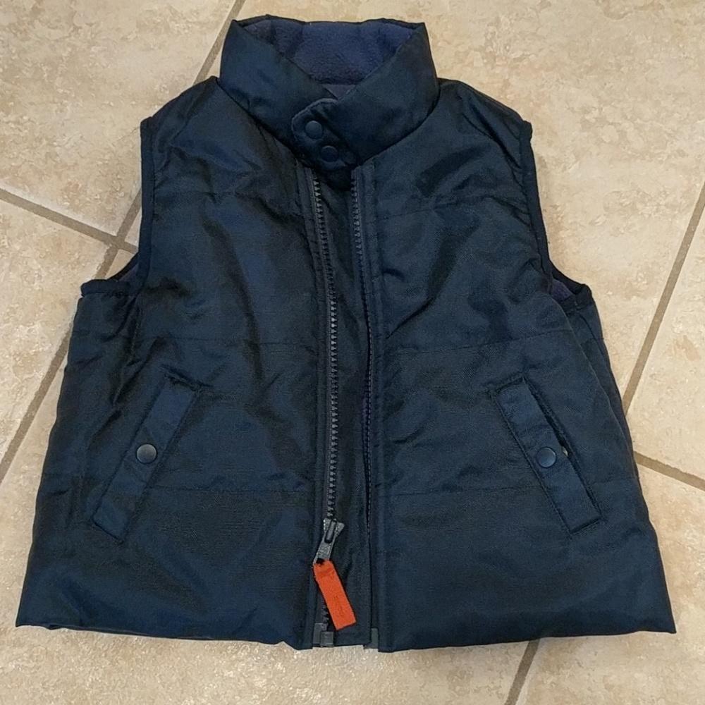 Gap boys navy warm vest with orange trim